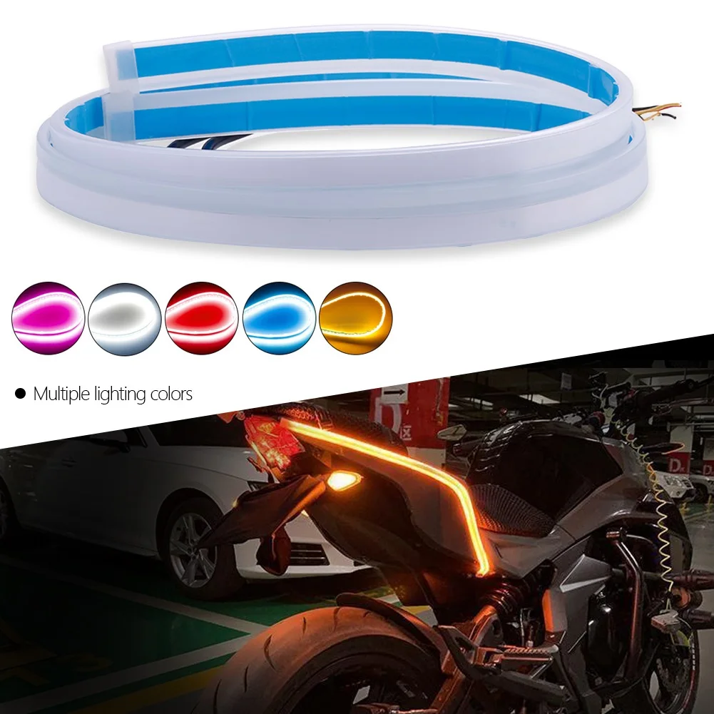 

12V Universal DRL Light Motorcycle LED Daytime Running Light Scan Waterproof Headlight Strip Sequential Flow Yellow Turn Signal