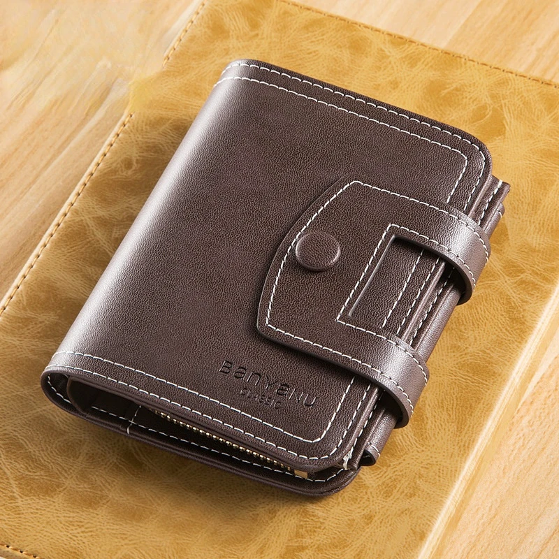 Men Cowhide Wallet Fashion Mini Card Holder Male Coin purses Pocket Retro purse small Money clip purse Business Casual