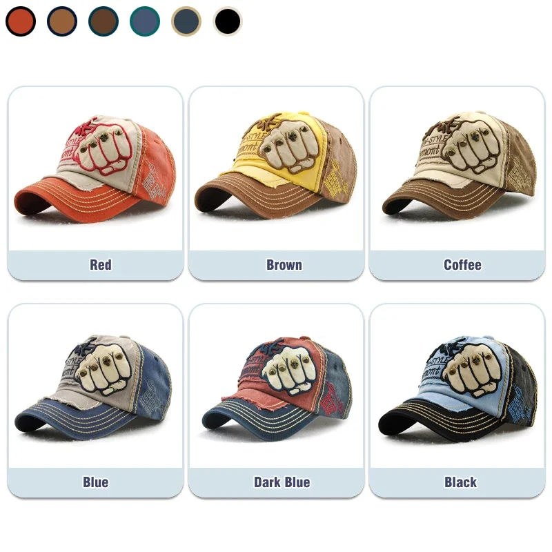 Fashion Baseball Cap Sports Outdoors Casual Cap Sun Hat Gorras Hip Hop Caps On Size Adjustable unisex Fist Rivet Patche baseball cap