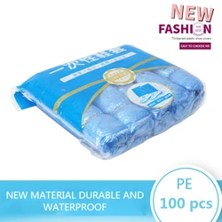Portable Waterproof Non - Slip Disposable Shoe Covers - 100 Pack, Mud - Proof Overshoes - EU25 - 45 (Blue)