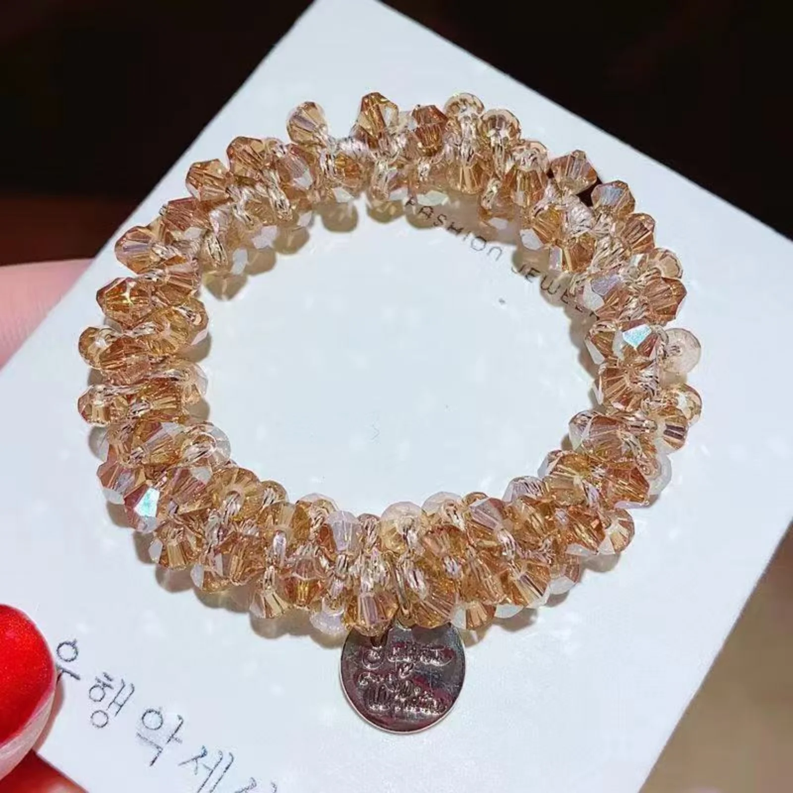 3pcs/set Crystal Pearl Beads Elastic Bands Scrunchies Hair Accessories Women Ponytail Holder Headwear