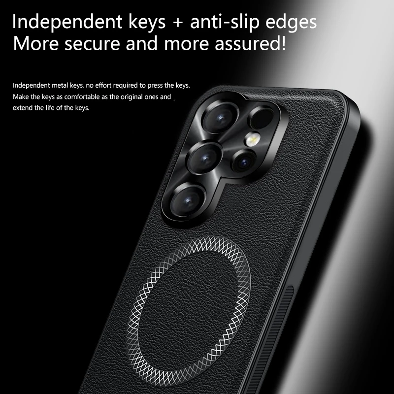 Magnetic Leather Shockproof Camera Protection Case – Premium Smartphone Cover