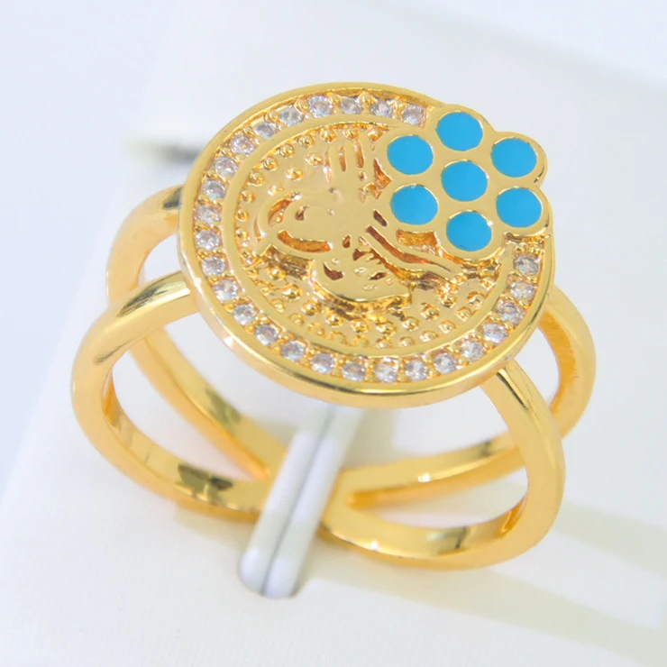 Dubai Gold Farbe Paare Ring 21k vergoldet italienische islamische exquisite Zirkonia Ring äthiopische Frauen tägliche Party Schmuck Geschenke – Detail 13
