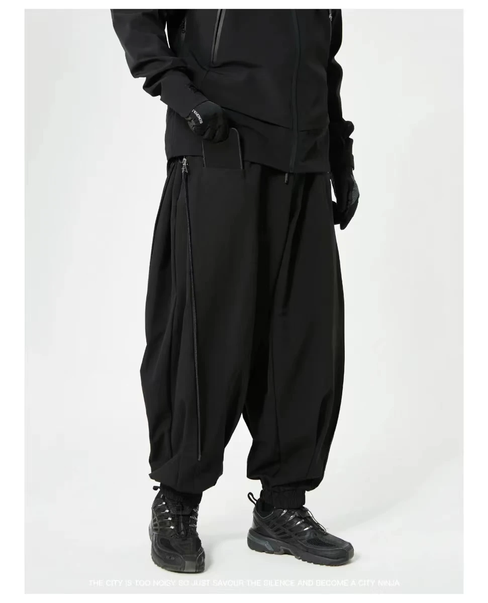 Silenstorm 23aw Two shape pants wide leg nylon spandex material drawcord waist techwear aesthetic japanese style