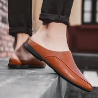 Summer Men Shoes Casual Fashion Mens Loafers Genuine Leather Half Slipper Breathable Slip on Lazy Driving Shoes Men - Image 5