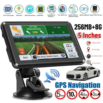 5 Inch Car GPS Navigator HD Touch Screen Portable Navigator FM Transmitter Voice Reminder EU AU North America Map Speeding Alarm 1