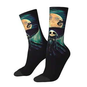 Skellingtons Christmas Nightmare Mens Crew Socks Unisex Funny Skeleton Skull Spring Summer Autumn Winter Dress Socks