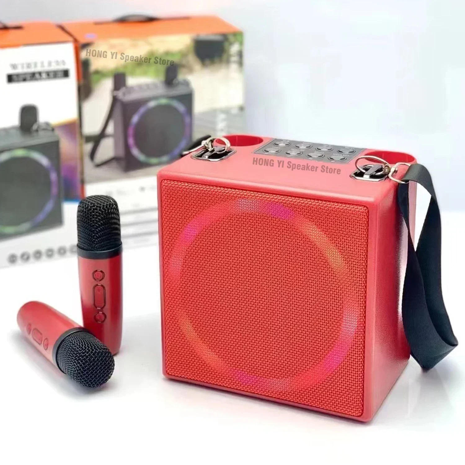 100W High Power Wireless Portable Microphone Bluetooth Speaker Party Karaoke  Box 