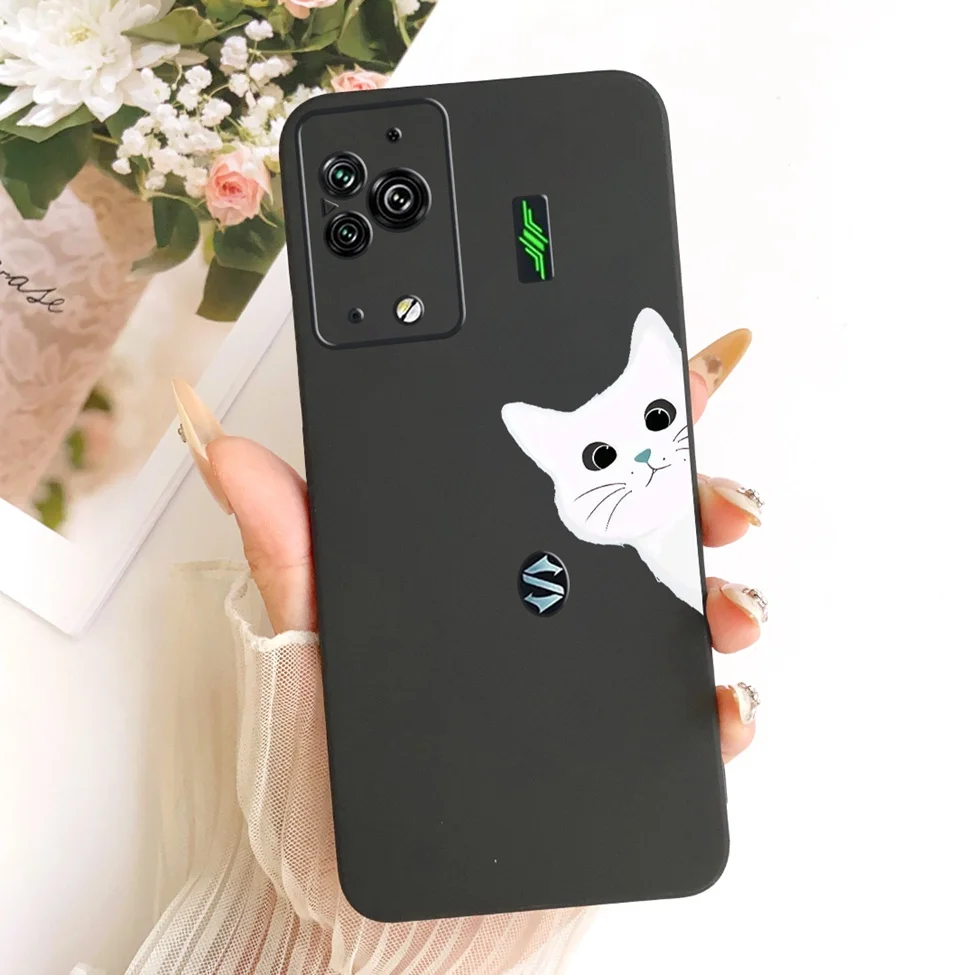 Cute Cat & Butterfly Design Silicone Case - Black Shark 5 Pro