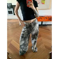 Blue Women's Jeans Hip-hop Fashion Vintage Streetwear Y2K Wide Leg Straight Jean High Waist Trouser Classic Baggy Denim Pants - Image 4