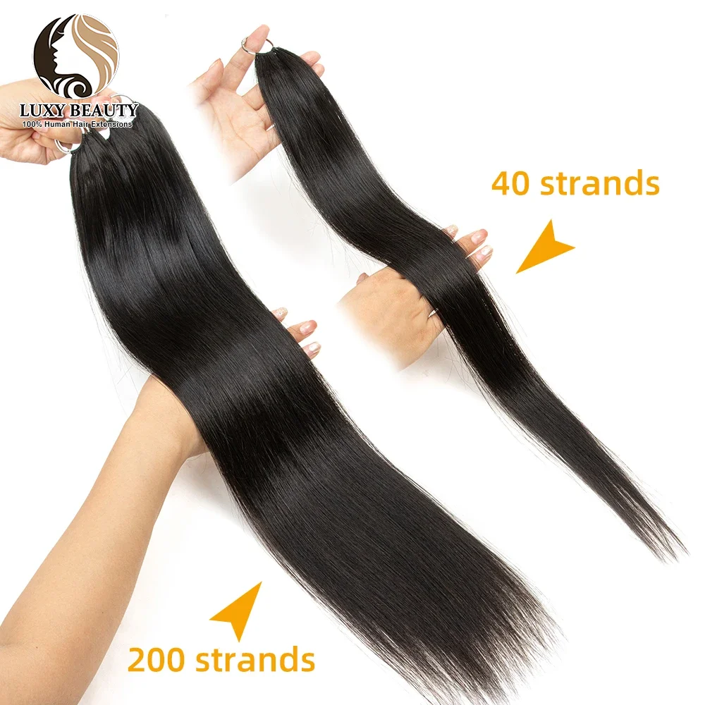 Invisible Micro Feather Human Hair Extensions Straight Real Virgin Human Hair Microloop Extensions For Women 40strands/pack