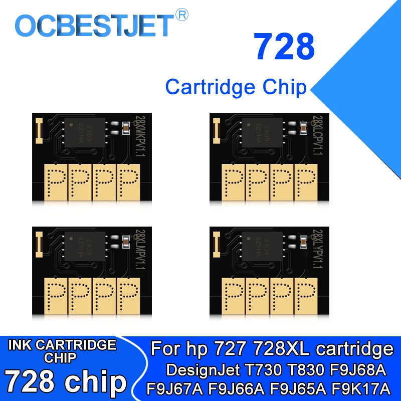 Toner Cartridge 1PC For HP 728 728XL New Upgrade Chip HP728 XL Chip F9J68A F9J67A F9J66A F9J65A F9K17A HP DesignJet T730 T830 Printer