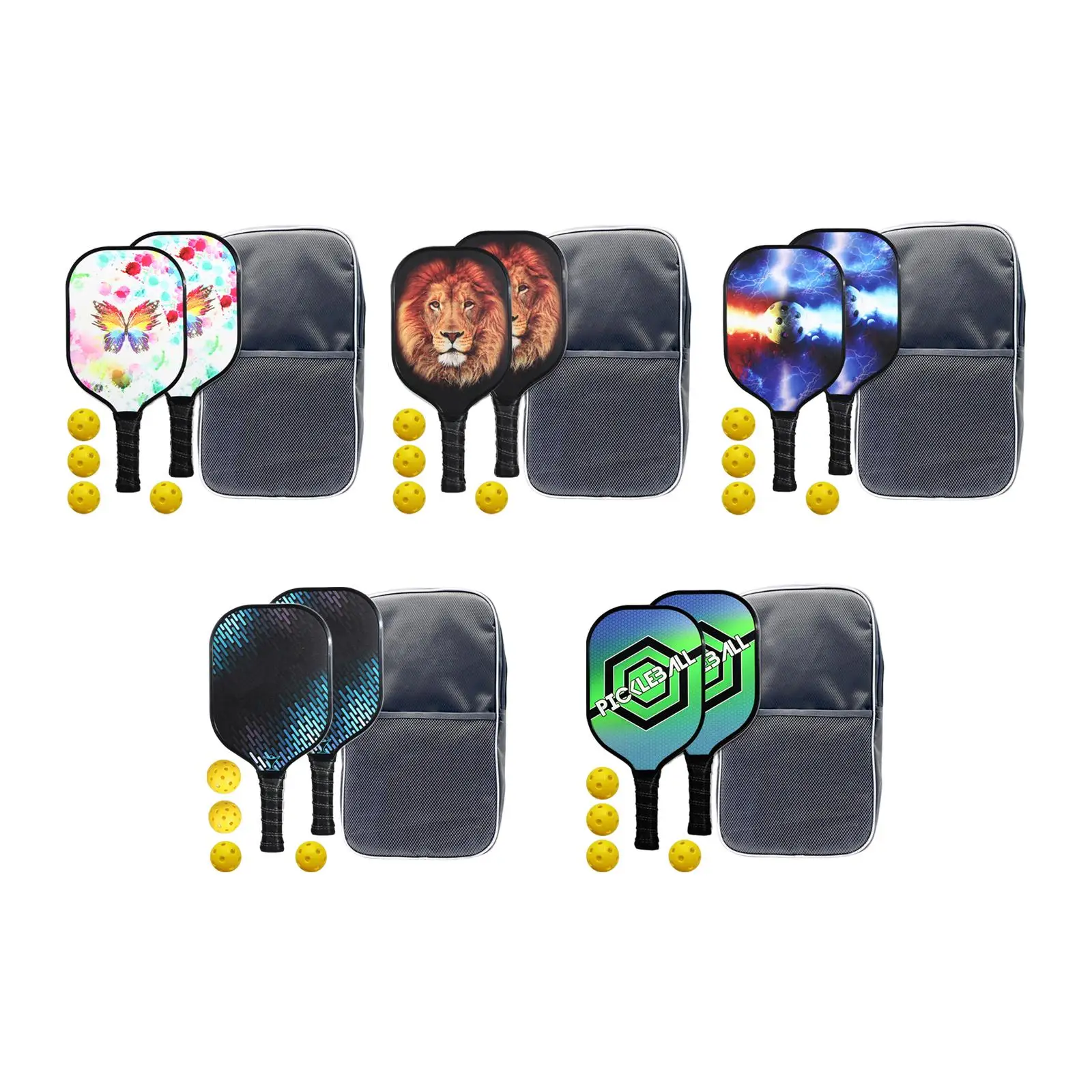 Premium Pickleball Paddles Set 2 Rackets 4 Pickleball Balls and Bag for Indoor and Outdoor Tournament
