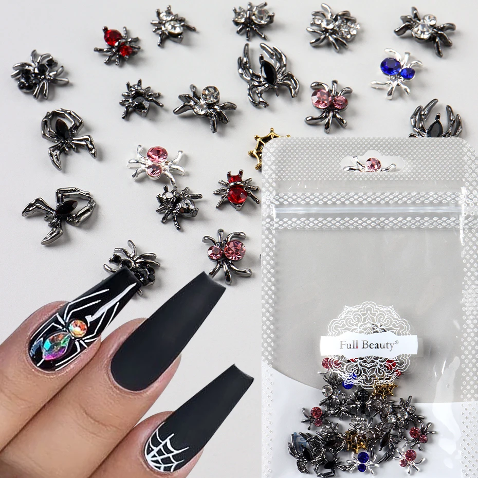 Description Picture 5 of item1Bag Nail Figures Charm Metal Alloy Halloween Spider Design Evil Eyes Skeleton Jewelry Parts Manicure Art Decoration Accessories