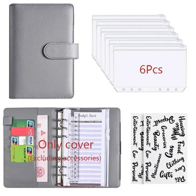 Deluxe PU Leather Budget Planner with Cash Envelope Organizer and Zippered Pockets