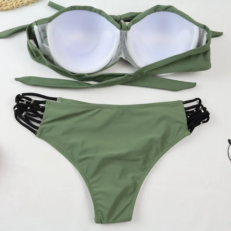 bikini sets for women Sexy Push Up Bikini Set 2022 New Patchwork Swimsuits Ruched Swimwear Women Biquini Strap Yellow Bathing Suit Summer Beachwear two piece bikini set