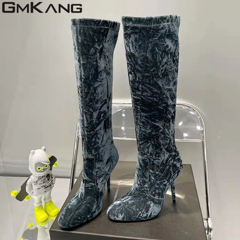 Super High Heels Thigh High Boots Woman Pointed Toe Runway Shoes Women Stiletto Long Boots Platform Over The Knee Boots Women