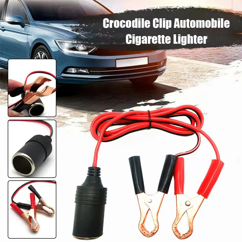 Car Cigarette Lighter 12V Power Female To Alligator Clip Extension Connector To Terminal Clip-on Battery Adapter Auto Socket cigarette lighter adapter