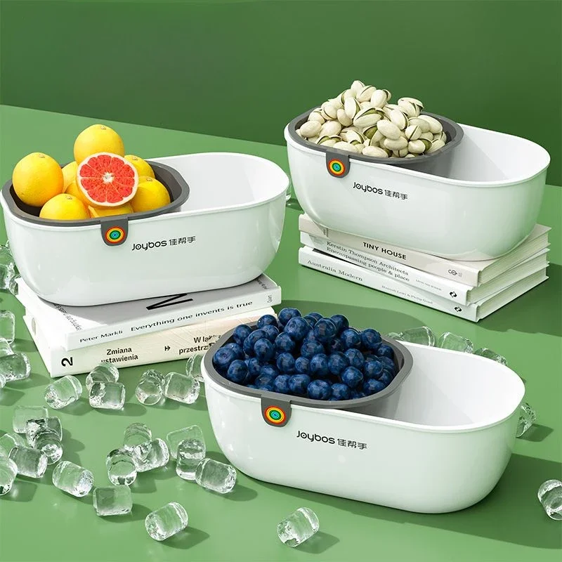 Double-layer Snack Fruit Food Storage Box Household Fruit Plate Drain Tray Special Storage Basket for Lazy People