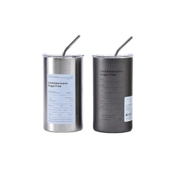 Portable 600ml Leak-proof Stainless Steel Insulated Thermos Cup with Straw - 601-700ml (White and grey)