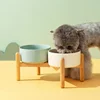 1800ml Big Dogs Bowl Double Ceramic Elevated Pet Food Water Feeders Small Medium Large Dog Feeding Supplies with Wooden Stand 5