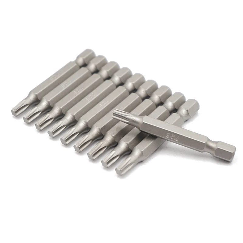 1/4" 50mm Torx T25 Screwdriver Bit Set 10Pcs Tools Repair Screwdrivers Kit Hex Shank Drill Bit For Power Household Hand Tools screwdriver set magnetic screwdriver bits hex sockets set magnetic screwdriver set precision screwdriver set electrician test screwdriver magnetic screwdriver bit set hexagonal screwdriver set
