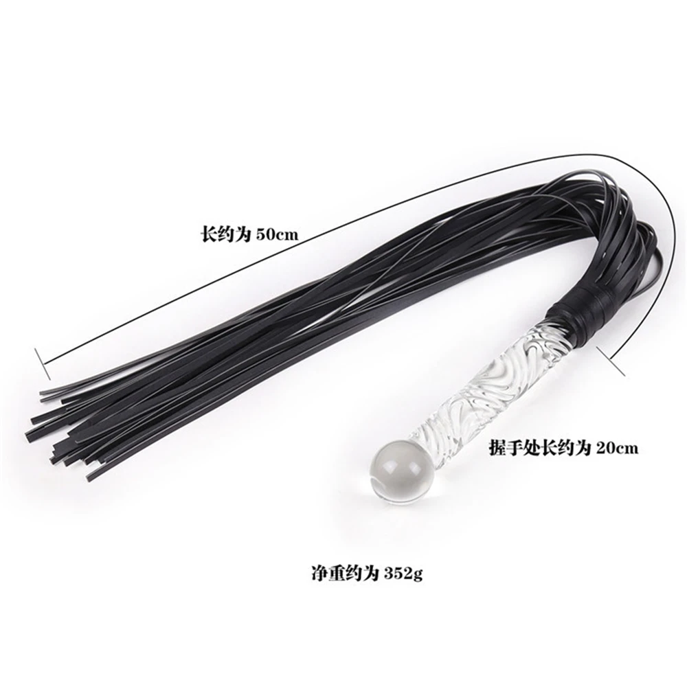 70CM Glass Handle Premium PU Leather Tassel Horse Whip Equestrian Riding Crop Whips for Horse Training 2