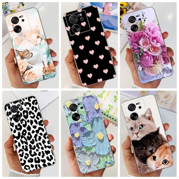 Case For Xiaomi Mi 13T Pro 5G Phone Cover Cute Leopard Butterfly Printed Soft Silicone Funda For Xiaomi 13T Pro Mi13T Bumper New