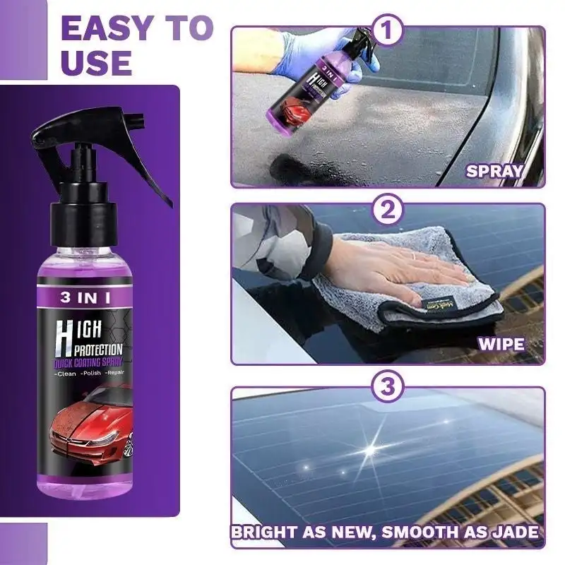 3 in 1 High Protection Car Coating Spray Polishing Spray Set 120ml Ceramic  Car Coating Spray Paint Car Cleaning Maintenance Kit - AliExpress