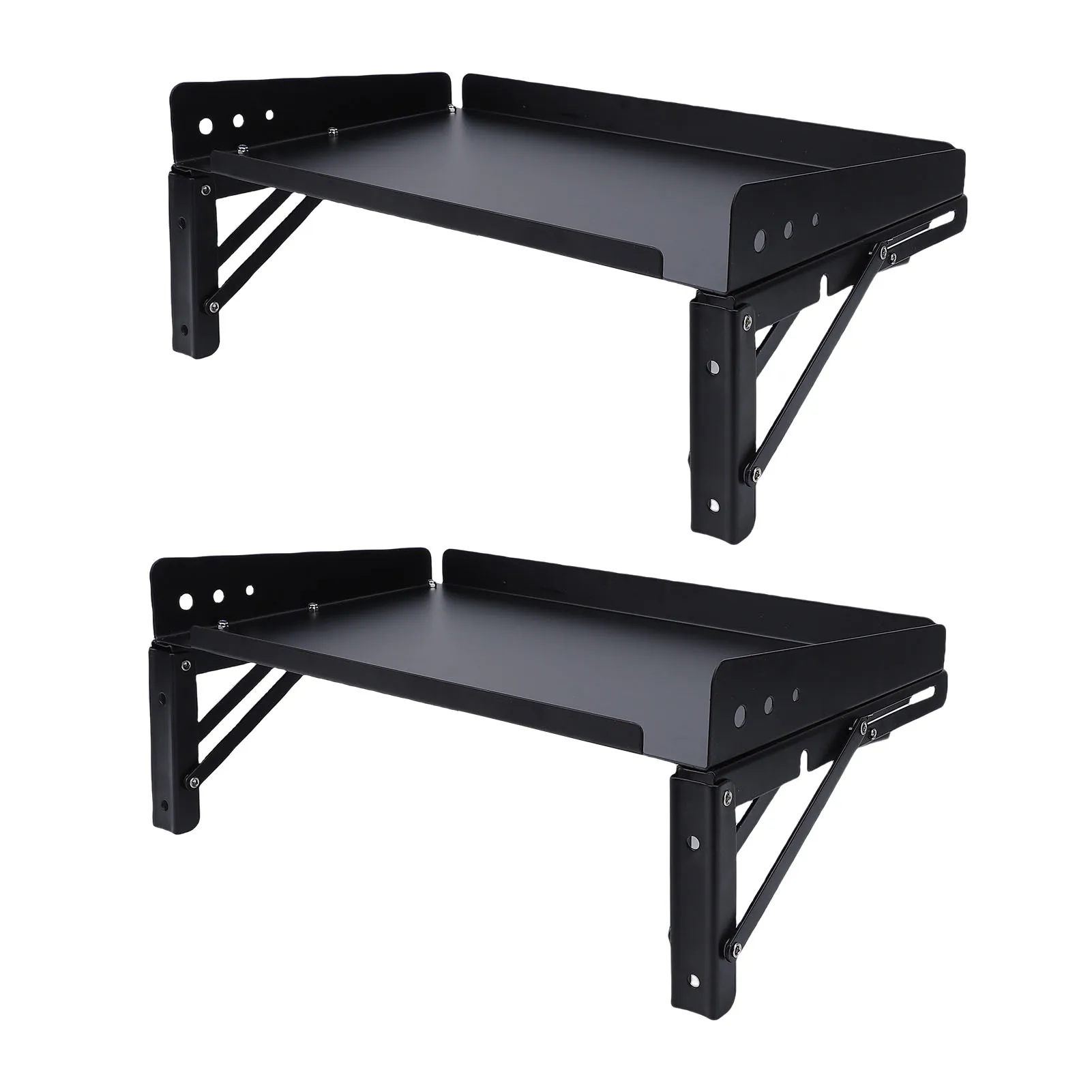 2세트 차고 접이식 수납 랙 200LB 하중 용량 금속 벽걸이형 조절 가능 선반 (전동 공구 공구함용)