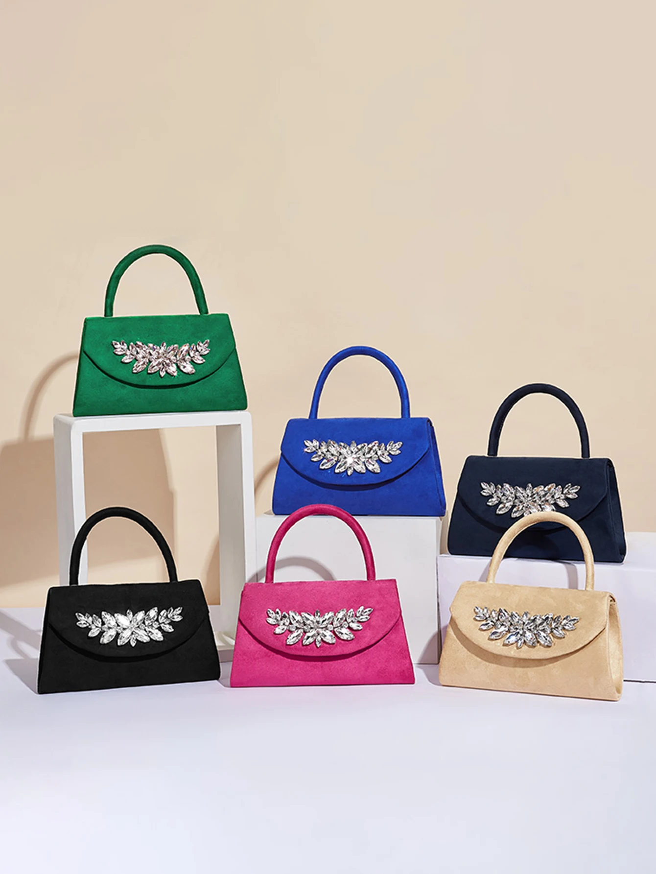 

Ladies Evening Bag Stylish Elegant Rhinestone Handbag Wedding Party Large Capacity Shoulder Bag