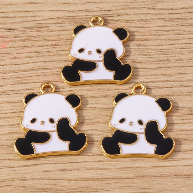 10 stücke Cartoon Tier Charms Emaille Panda Charms Anhänger für Schmuck machen Tropfen Ohrringe Halskette Armband DIY Handwerk liefert – Detail 22