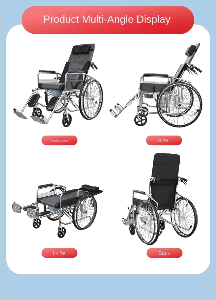 100kg load-bearing folding lightweight large wheel wheelchair walker scooter six-gear travel outdoor
