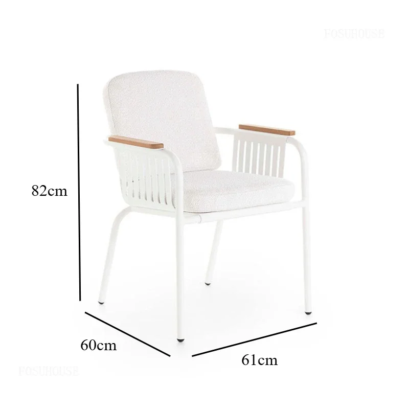High-end Metal Chairs for Garden Modern Simple Backrest Garden Furniture with Cushions Light Luxury Patio Furniture for Balcony