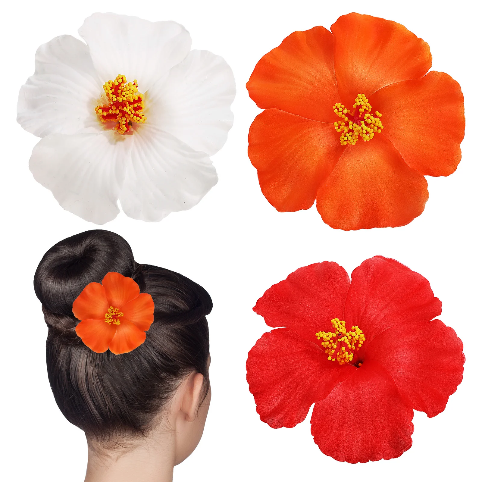 

3 Pcs Hair Flowers Hair Clips Flower Hair Pins Hawaiian Flower Hair Clips Flower Hair Accessories For Women Girls