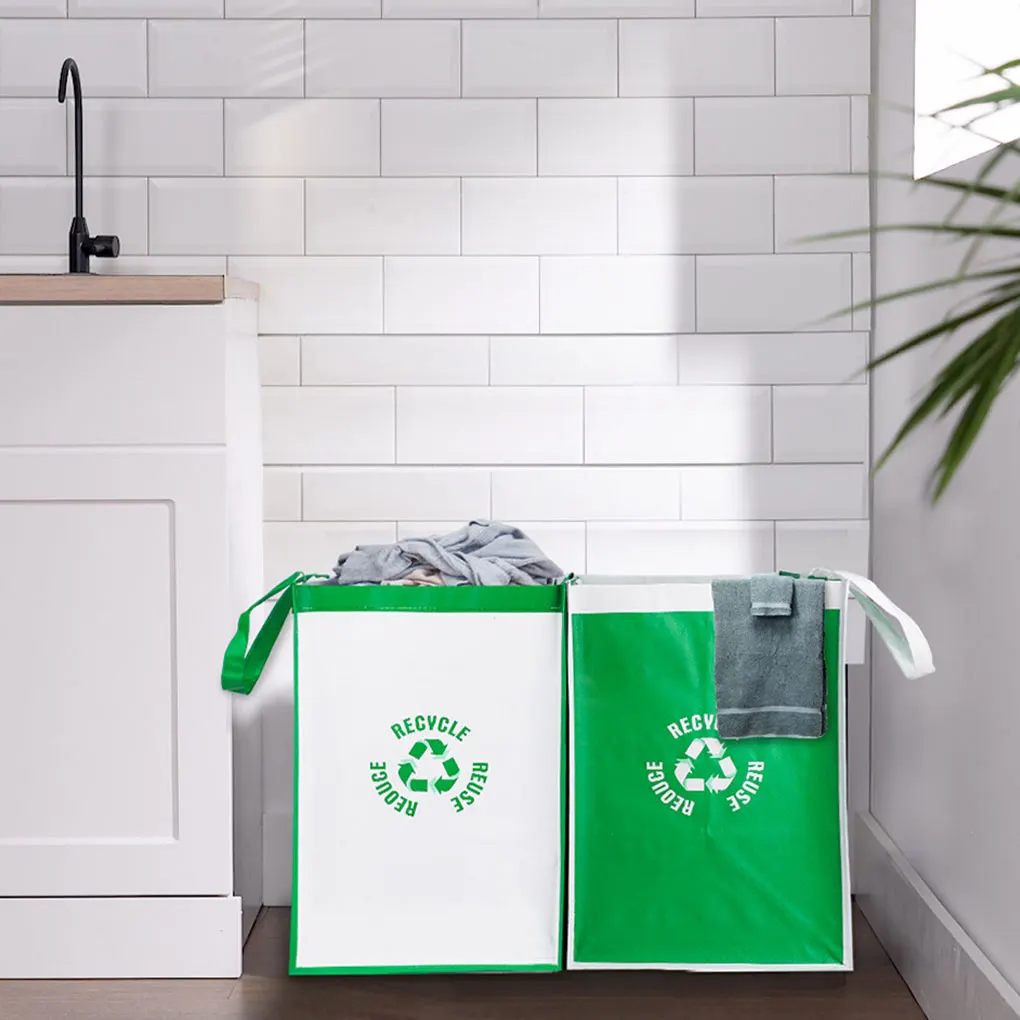 2pieces Kitchen Waste Bag trash bags disposable trash bags garbage bags For Easy Recycling Durable And Tear-resistant Waste Bag For Kitchen White+Green 2pcs