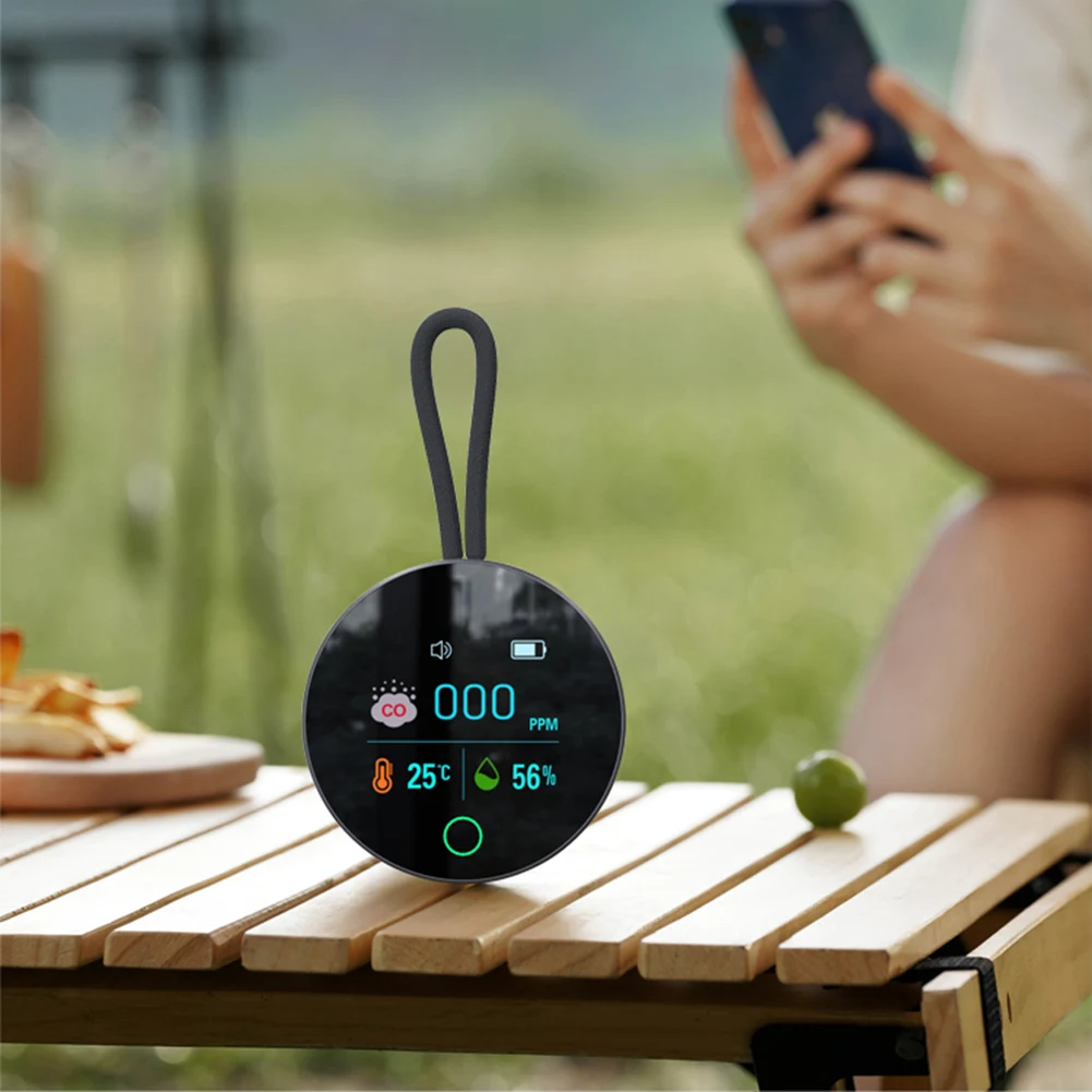 3 In 1 CO Detector Alarm Temp Humidity Sensor HD LCD Display CO Temperature Humidity Detector 1000mAh for Outdoor Camping RV Car