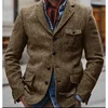 Herringbone Men's Jacket Single Breasted Elegant Casual Slim Stage Suit Jackets Suite for Man New in Suits and Blazers Male Coat 4