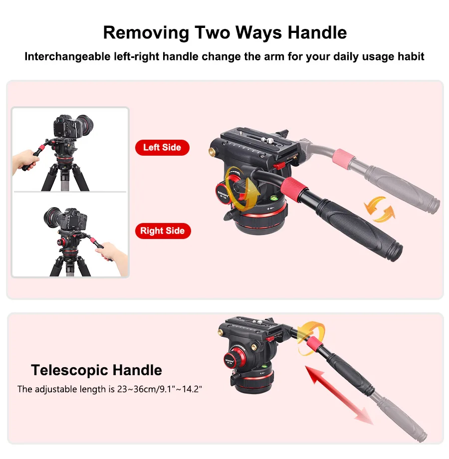 DF-12D Damping Tripod Head Hydraulic Pan Tilt Fluid Head,with Pan Bar Adjustable