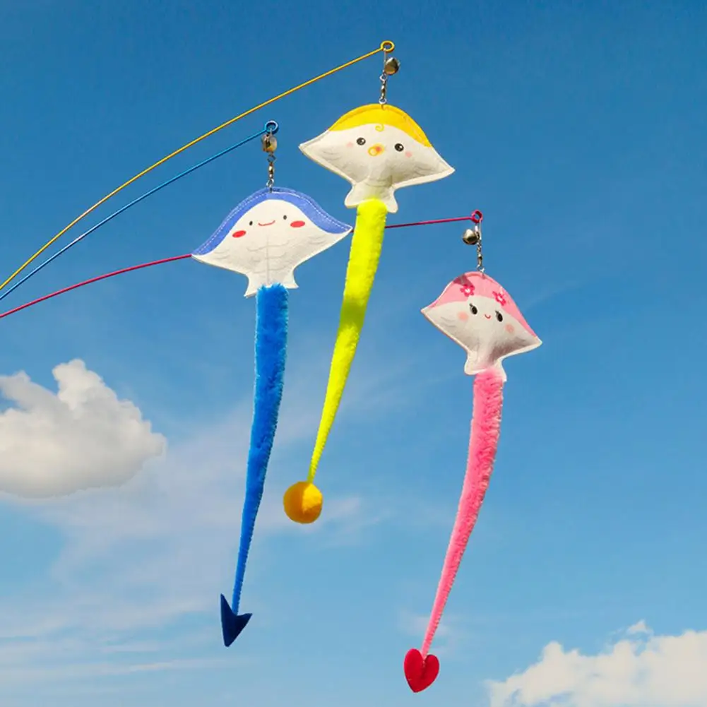 

Soft Cat Toy Entertaining Cat Toy Devilfish Teaser Stick with Bell Long Pole Bite-resistant Head for Endless Fun Funny Cat Stick