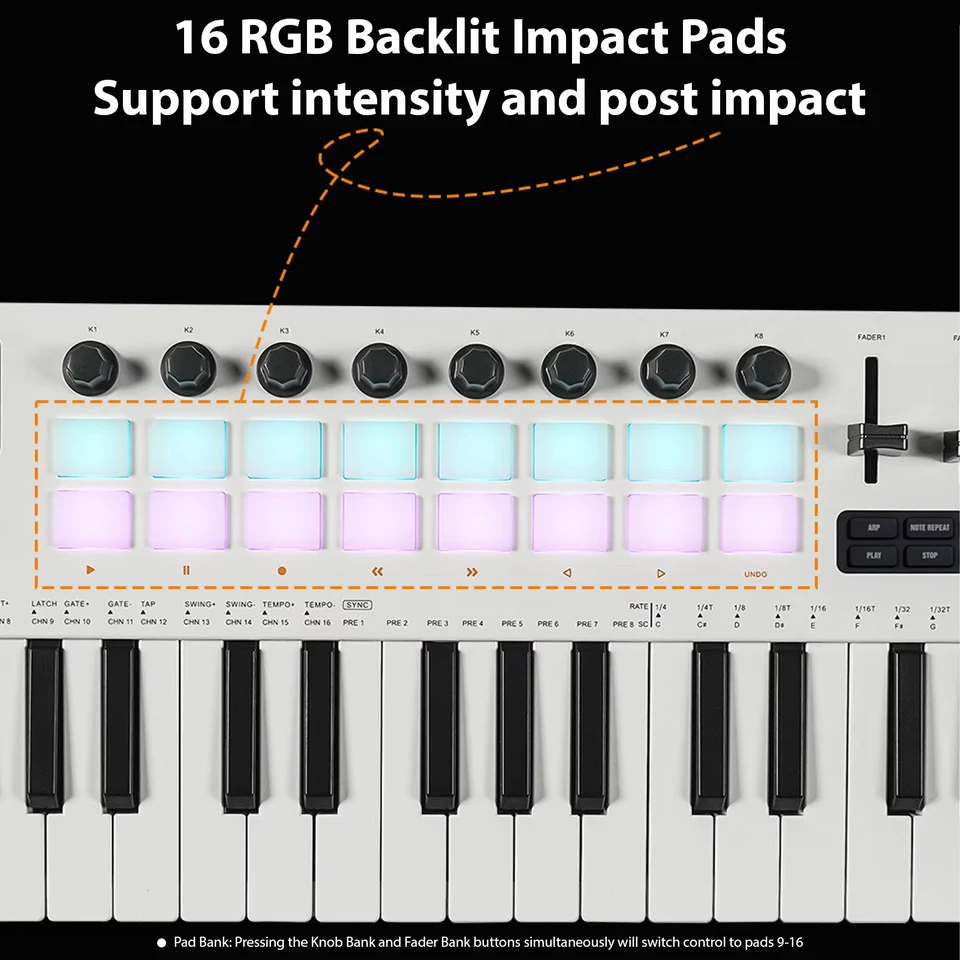 M-VAVE SMK-37 Pro キーボード MIDI コントローラー (シンセサイザー