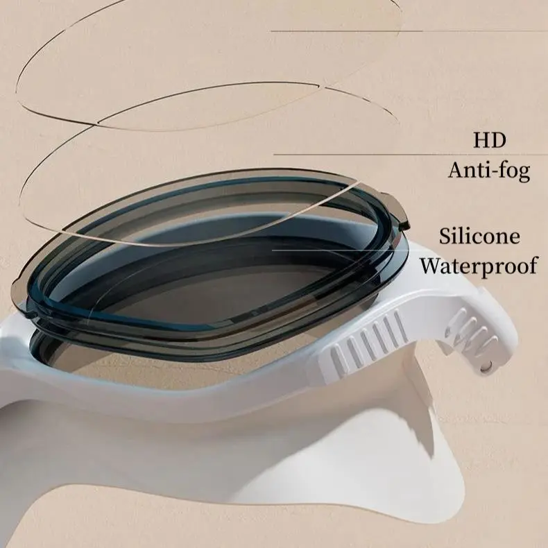 Swimming Goggles Waterproof Anti-fog HD Professional Men Women Large Frame Diving Goggles Ear Plugs Set 6