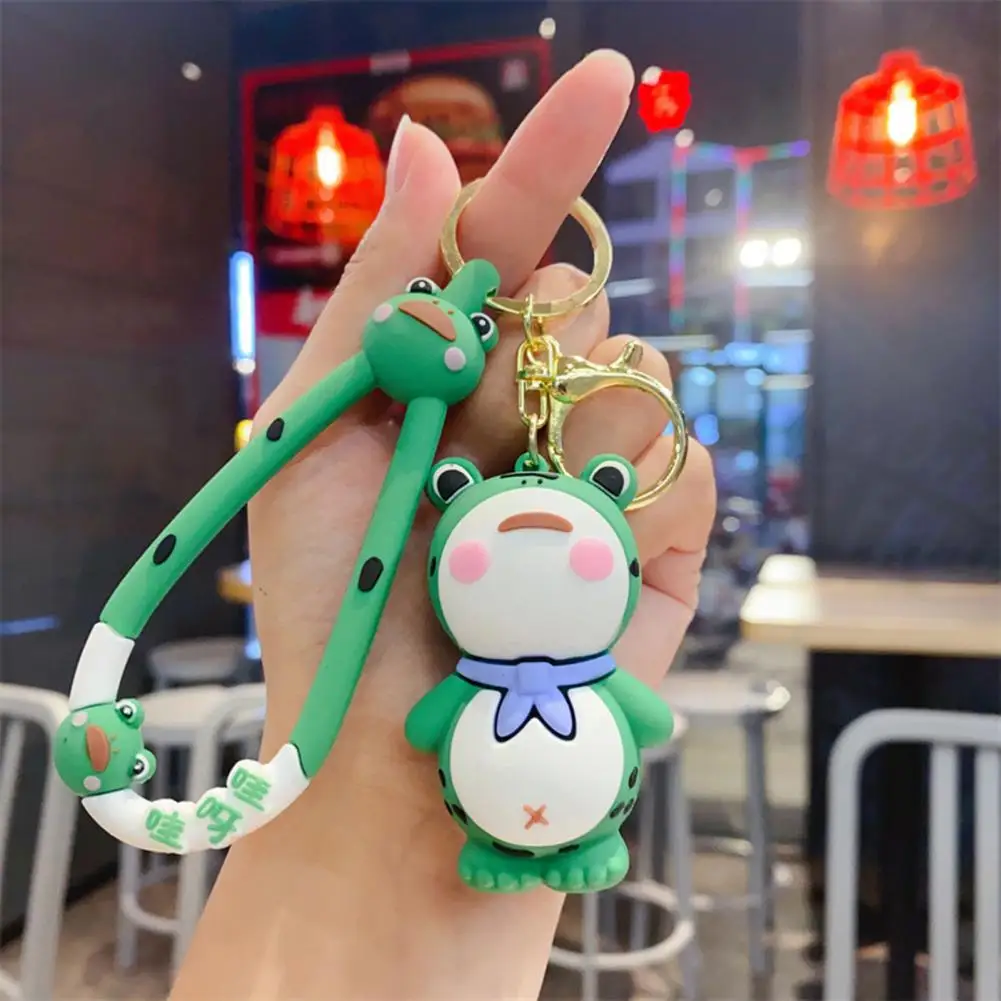 

Surface Texture Keychain Durable Stylish Adorable Frog Keychain Eco-friendly Cartoon Gift with Long for Bags for Schoolbags