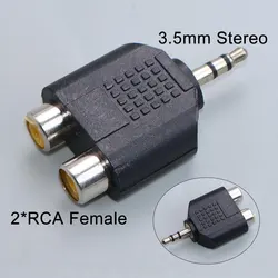 Dual Audio Connector Adapter: 3.5mm & 6.35mm to RCA (3.5 Stereo to 2RCA F)