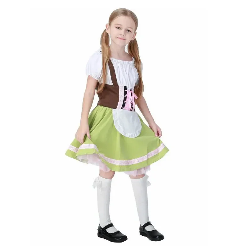 Germania Oktoberfest Kids Beer Girl Bavaria Costume Halloween Children Performance Cosplay Maid Heidi Dirndl Dress