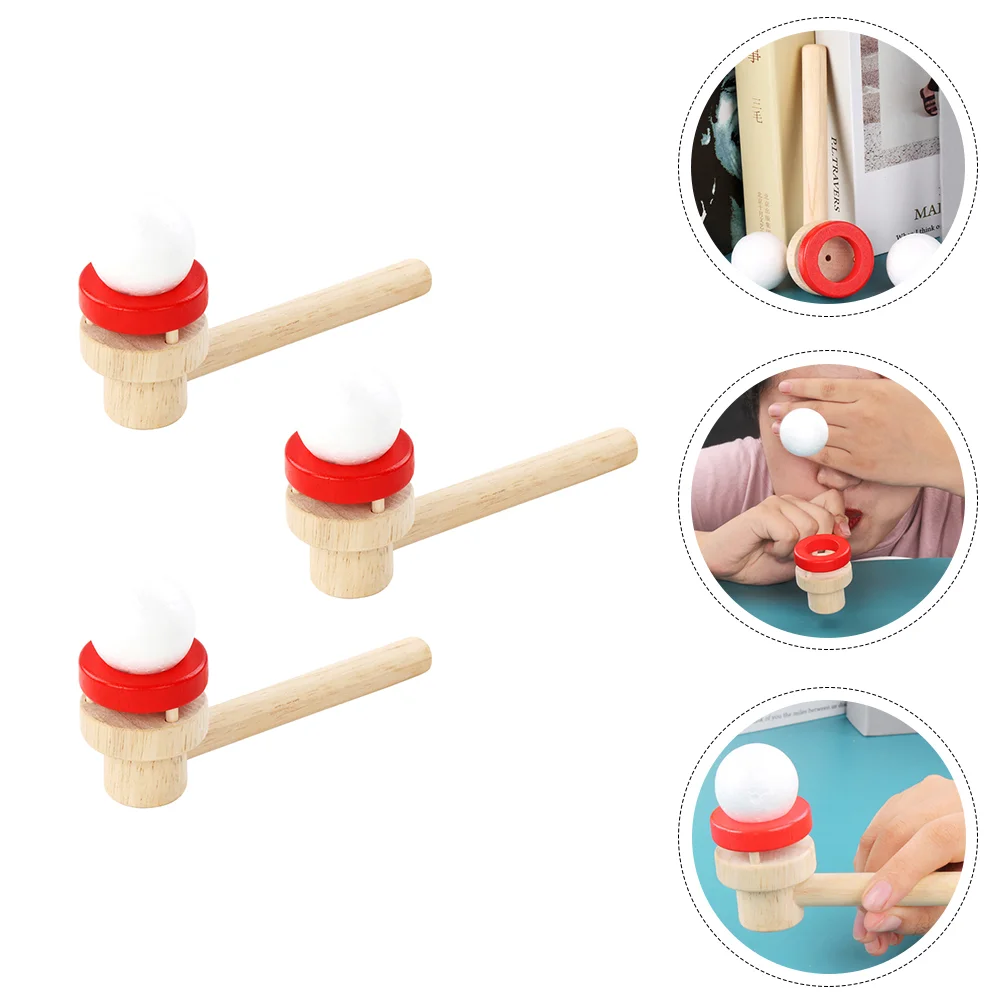 

3Pcs Children Floating Ball Playthings Wooden and Plastic Floating Blow Toys