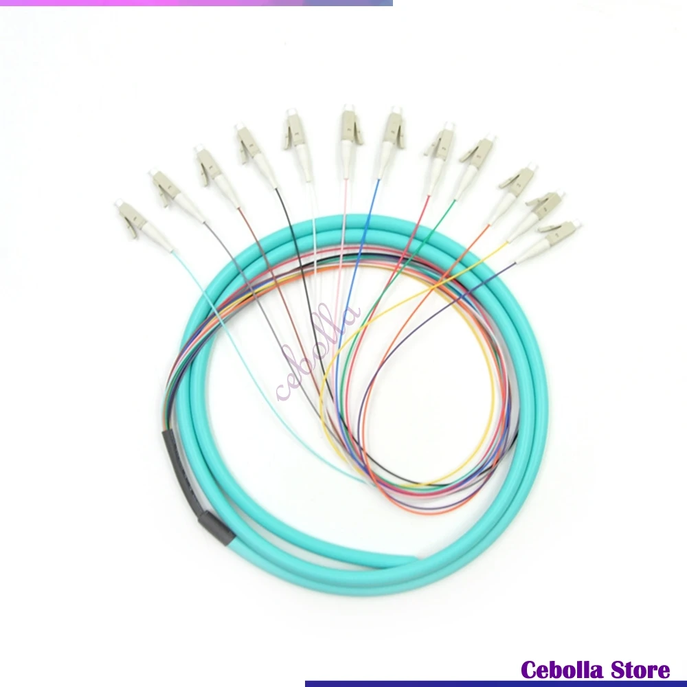 

5pcs /lot 12 Strand 50/125 OM3 Fiber Optic Pigtails 1m LC/UPC Multimode