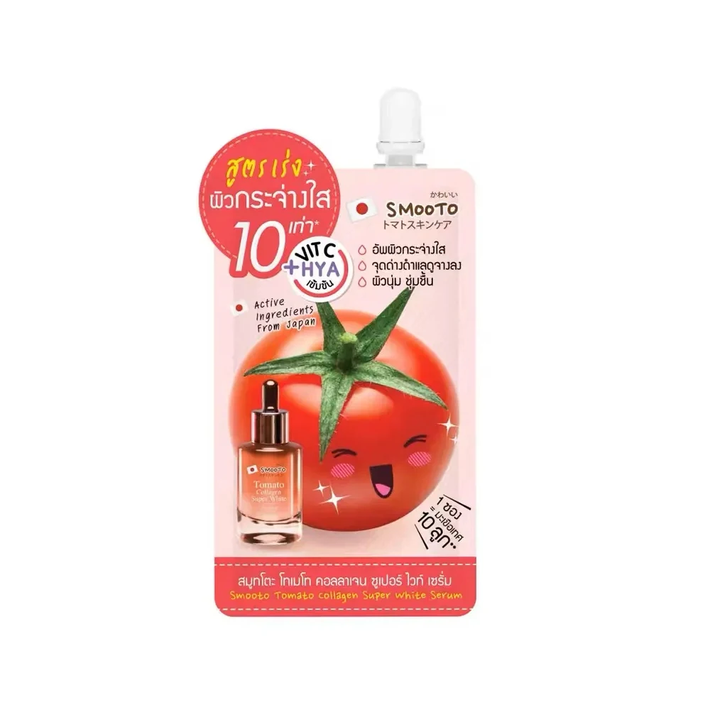 6X Smooto Tomato Collagen Whitening Serum Reduce Dark Spots And Acne Scars Bright White Skin Smooth Soft Radiant 10g