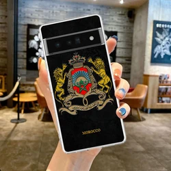 Clear Phone Case with Morocco Flag Soccer Design - Soft TPU Cover - Pixel 9 Pro (A1)