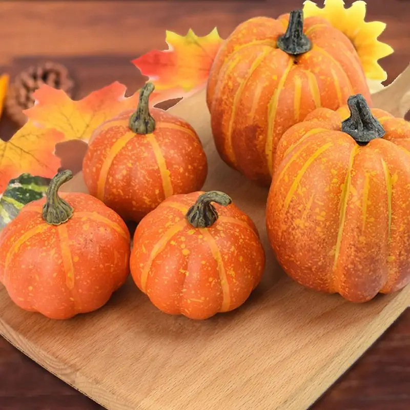 7pcs Artificial Pumpkins Fake Vegetable Model Thanksgiving Halloween party Craft Home Table Display Fall Harvest Decorations
